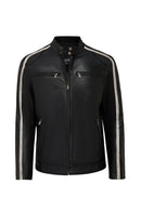 Middleton Men's Black Slim-Fit Short Leather Jacket | Derimod