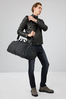 Jefferson Men's Black Stand Collar Slim-Fit Leather Jacket | Derimod