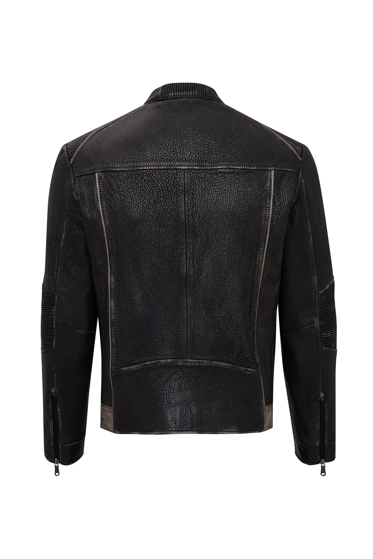 Barry Erkek Gri Hakim Yaka Slim-Fit Deri Mont