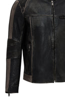 Barry Men's Gray Stand Collar Slim-Fit Leather Jacket | Derimod