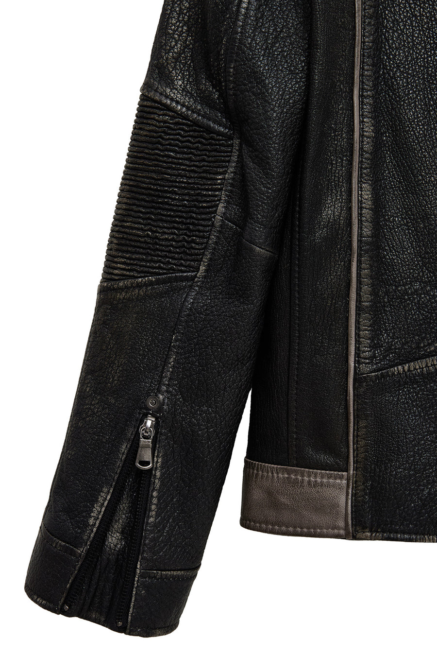 Barry Men's Gray Stand Collar Slim-Fit Leather Jacket