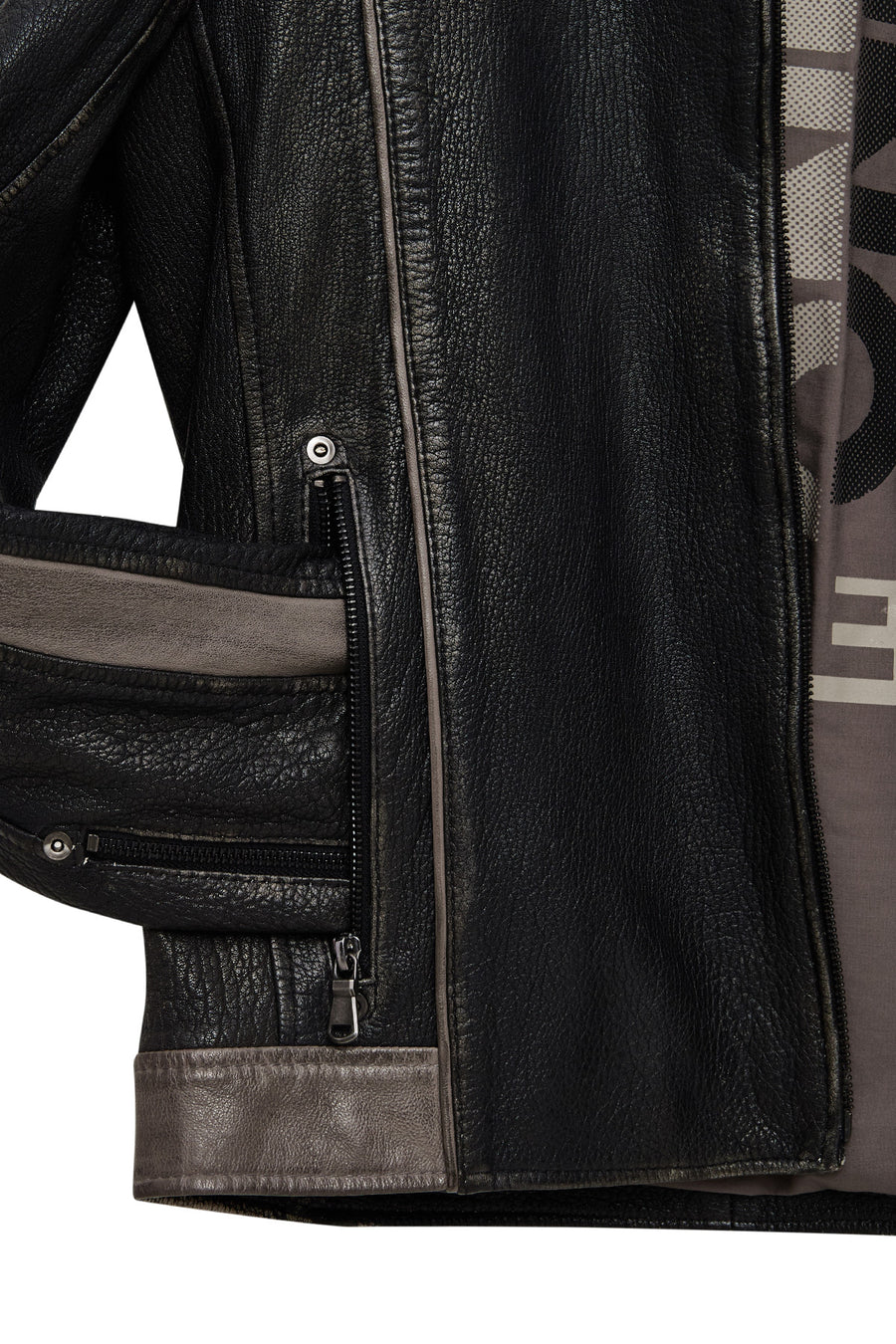 Barry Men's Gray Stand Collar Slim-Fit Leather Jacket