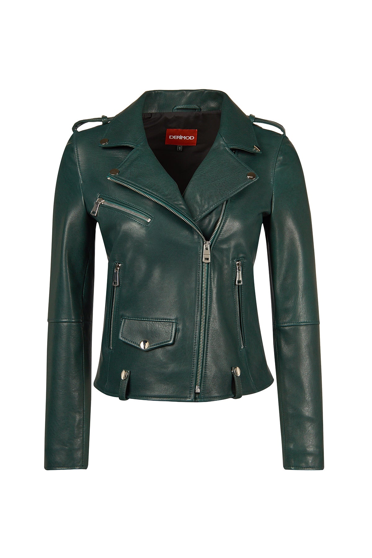 Egoist Woman Green Short Biker Leather Jacket 25WGM57941M | Derimod