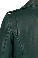 Egoist Woman Green Short Biker Leather Jacket | Derimod