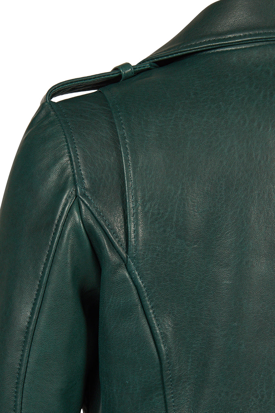 Egoist Woman Green Short Biker Leather Jacket