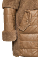 Virginia Kadın Kahverengi Kapüşonlu Uzun Teddy Kaban | Derimod