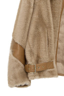 Meribel Kadın Bej Geniş Yaka Teddy Deri Mont | Derimod
