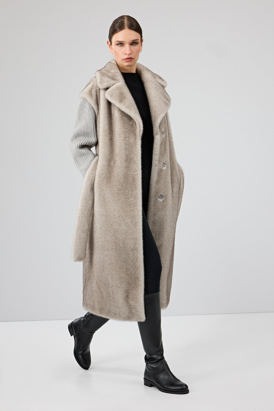 Mirage Women's Gray Teddy Coat