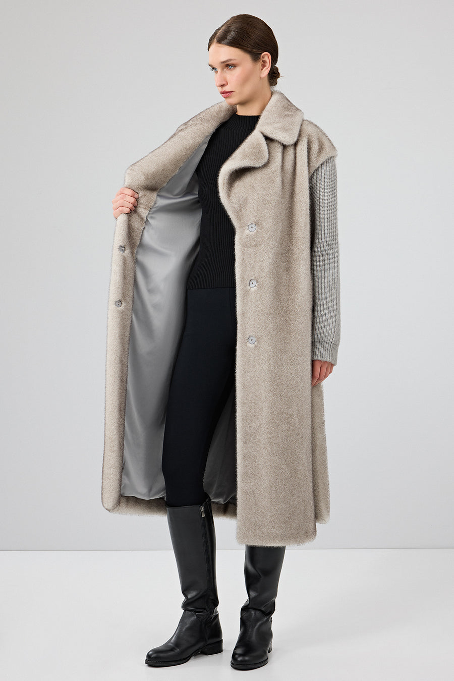 Mirage Women's Gray Teddy Coat