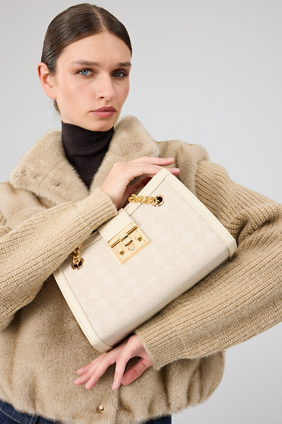 Cortina Women's Beige Short Teddy Coat
