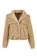 Cortina Kadın Bej Kısa Teddy Mont | Derimod
