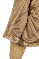 Cortina Kadın Bej Kısa Teddy Mont | Derimod