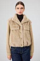 Cortina Women's Beige Short Teddy Coat | Derimod