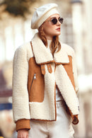 Samoens Women's Beige Short Teddy Coat | Derimod