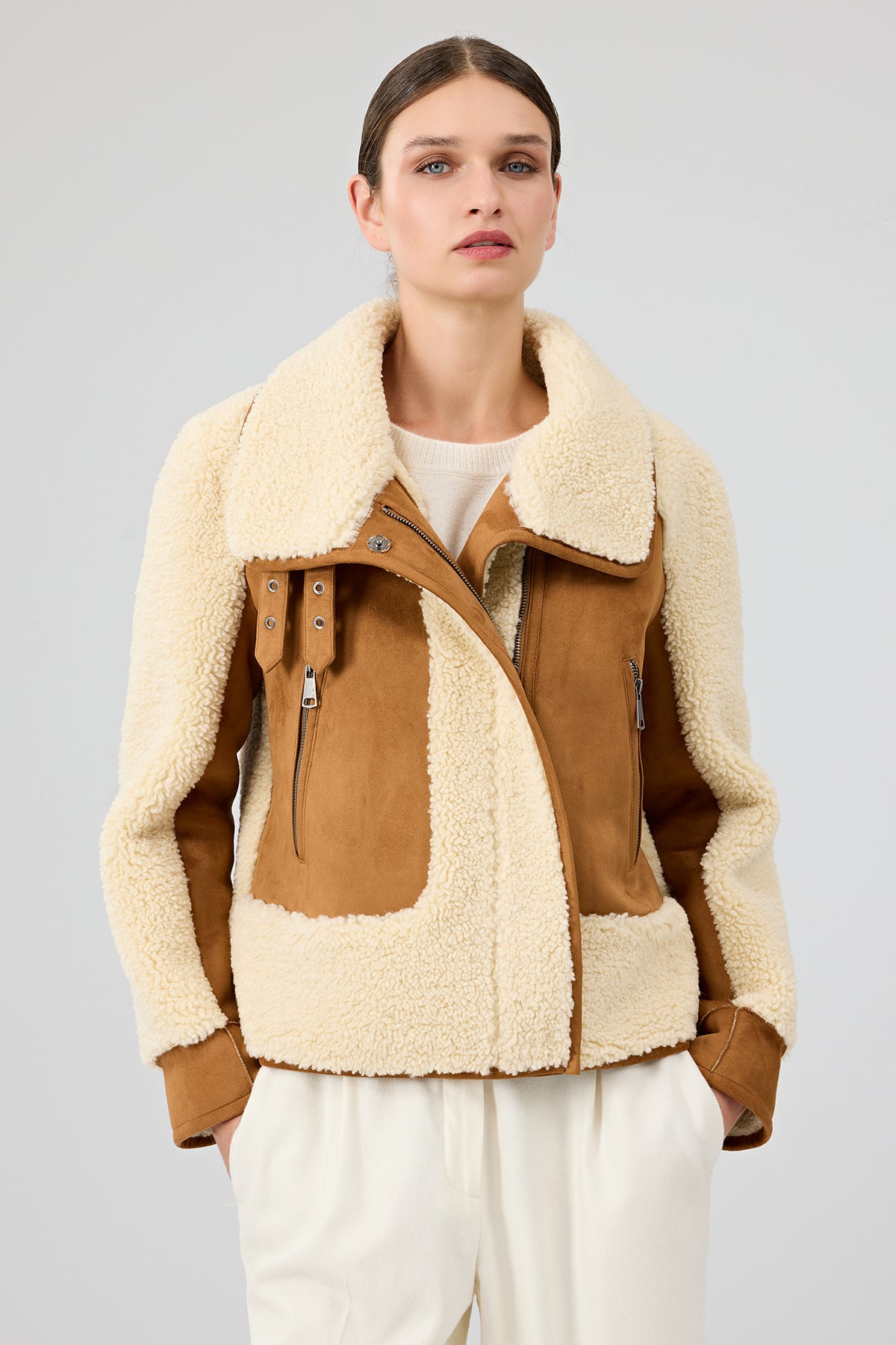Samoens Kadın Bej Kısa Teddy Mont