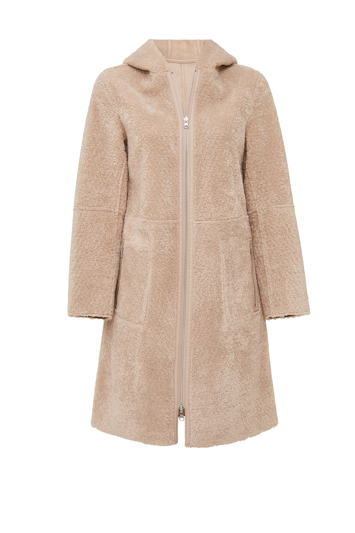 Fiorentini Kadın Bej Çift Taraflı Kapüşonlu Teddy Kaban