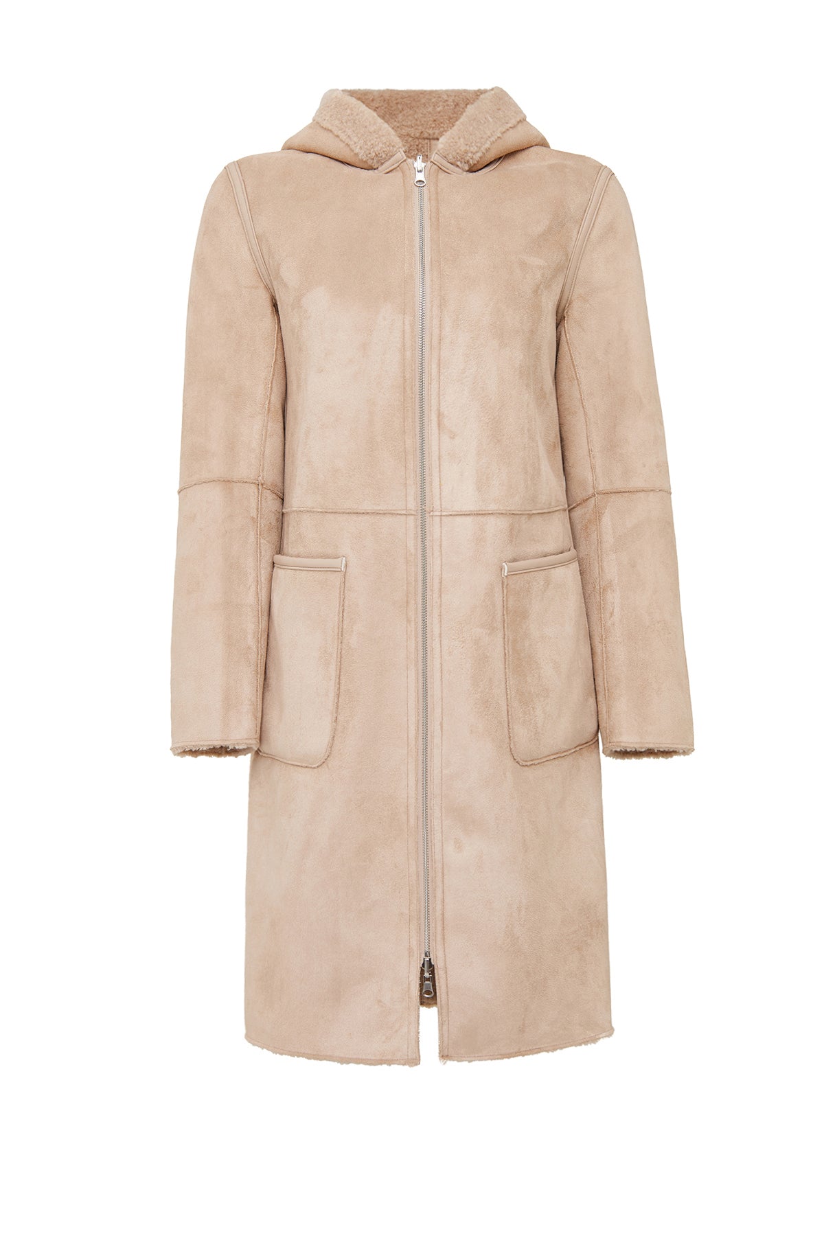 Fiorentini Kadın Bej Çift Taraflı Kapüşonlu Teddy Kaban