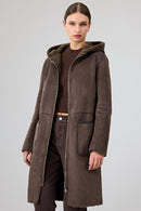 Fiorentini Kadın Kahverengi Çift Taraflı Kapüşonlu Teddy Kaban | Derimod