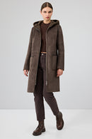 Fiorentini Kadın Kahverengi Çift Taraflı Kapüşonlu Teddy Kaban | Derimod