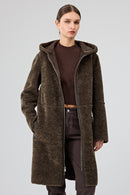 Fiorentini Kadın Kahverengi Çift Taraflı Kapüşonlu Teddy Kaban | Derimod