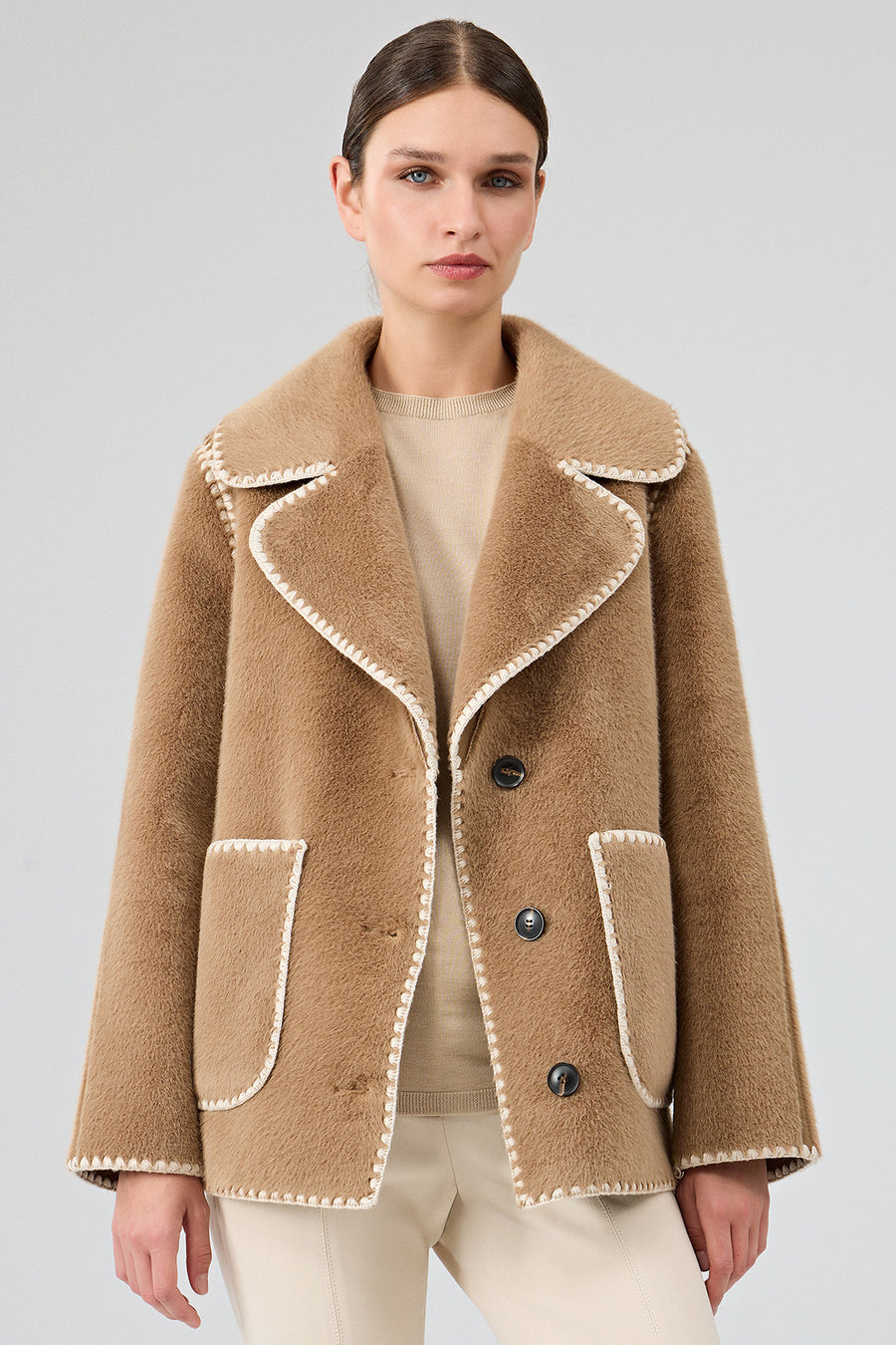 Vald'isere Women Camel Teddy Coat
