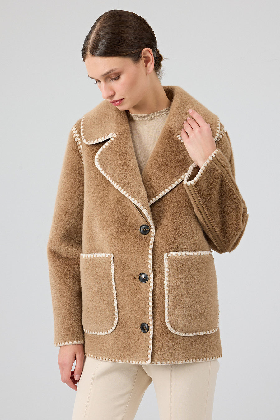 Vald'isere Women Camel Teddy Coat