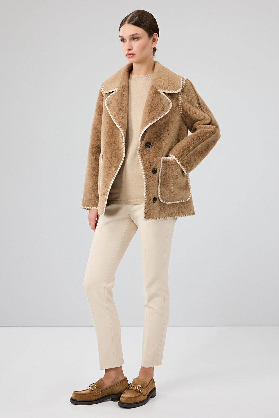 Vald'isere Women Camel Teddy Coat