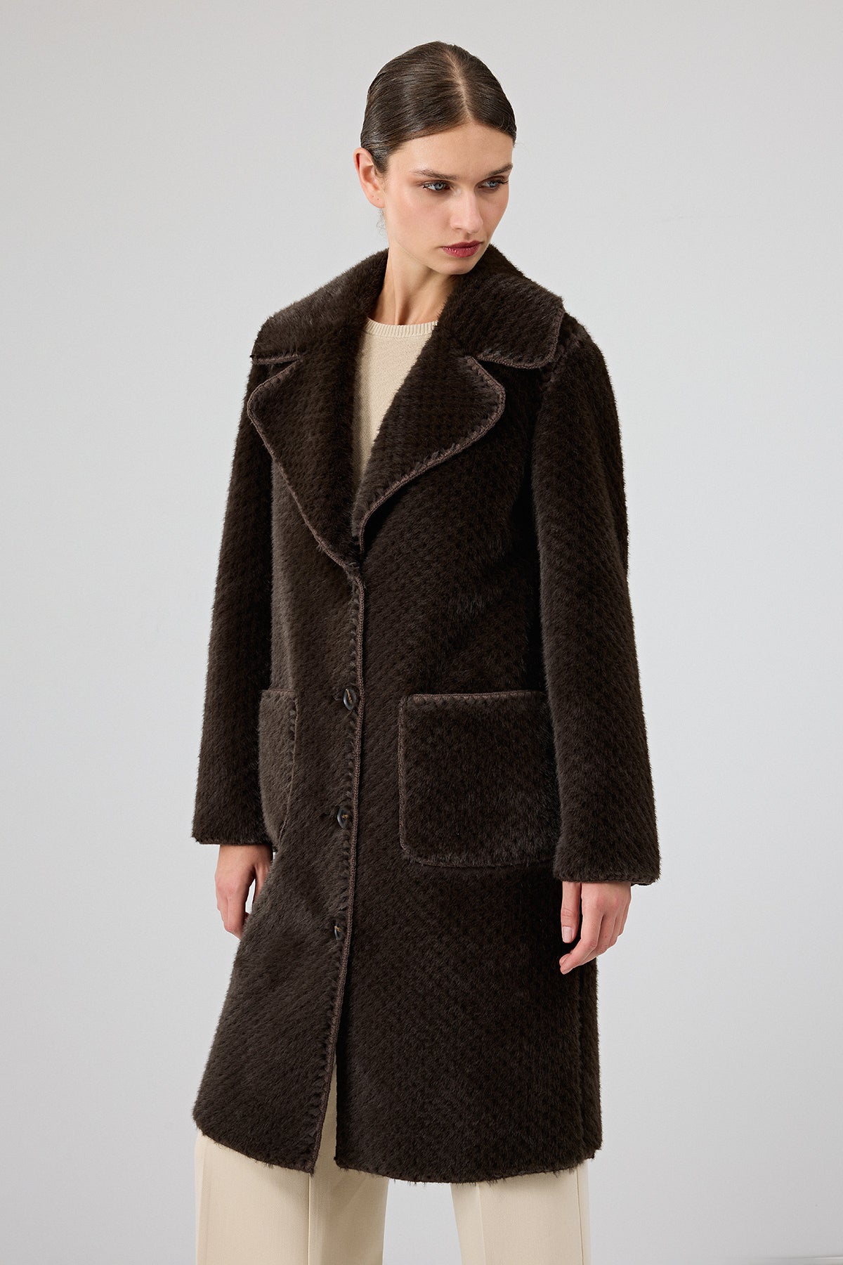 Corvara Kadın Kahverengi Teddy Kaban