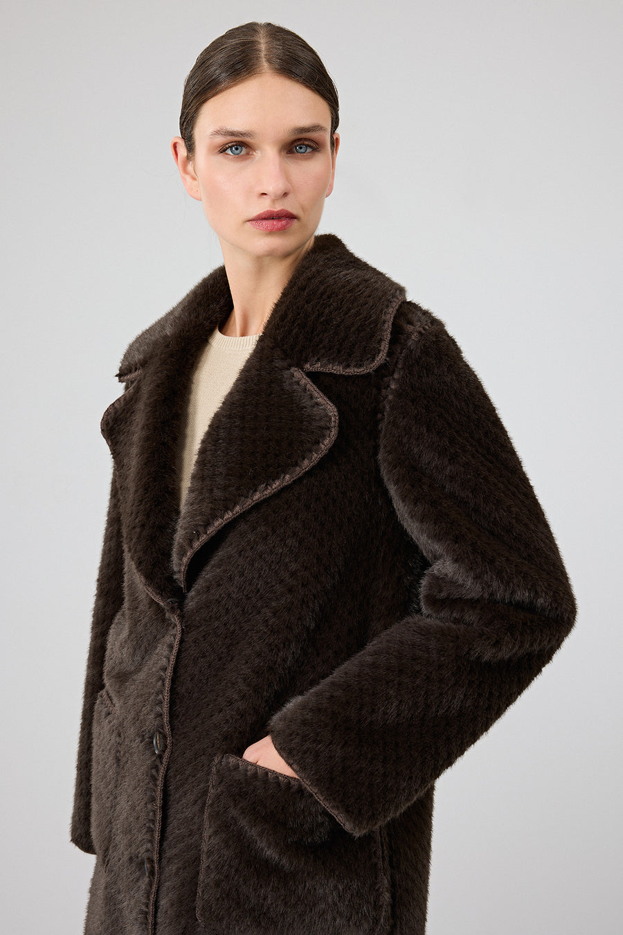 Corvara Women's Brown Teddy Coat