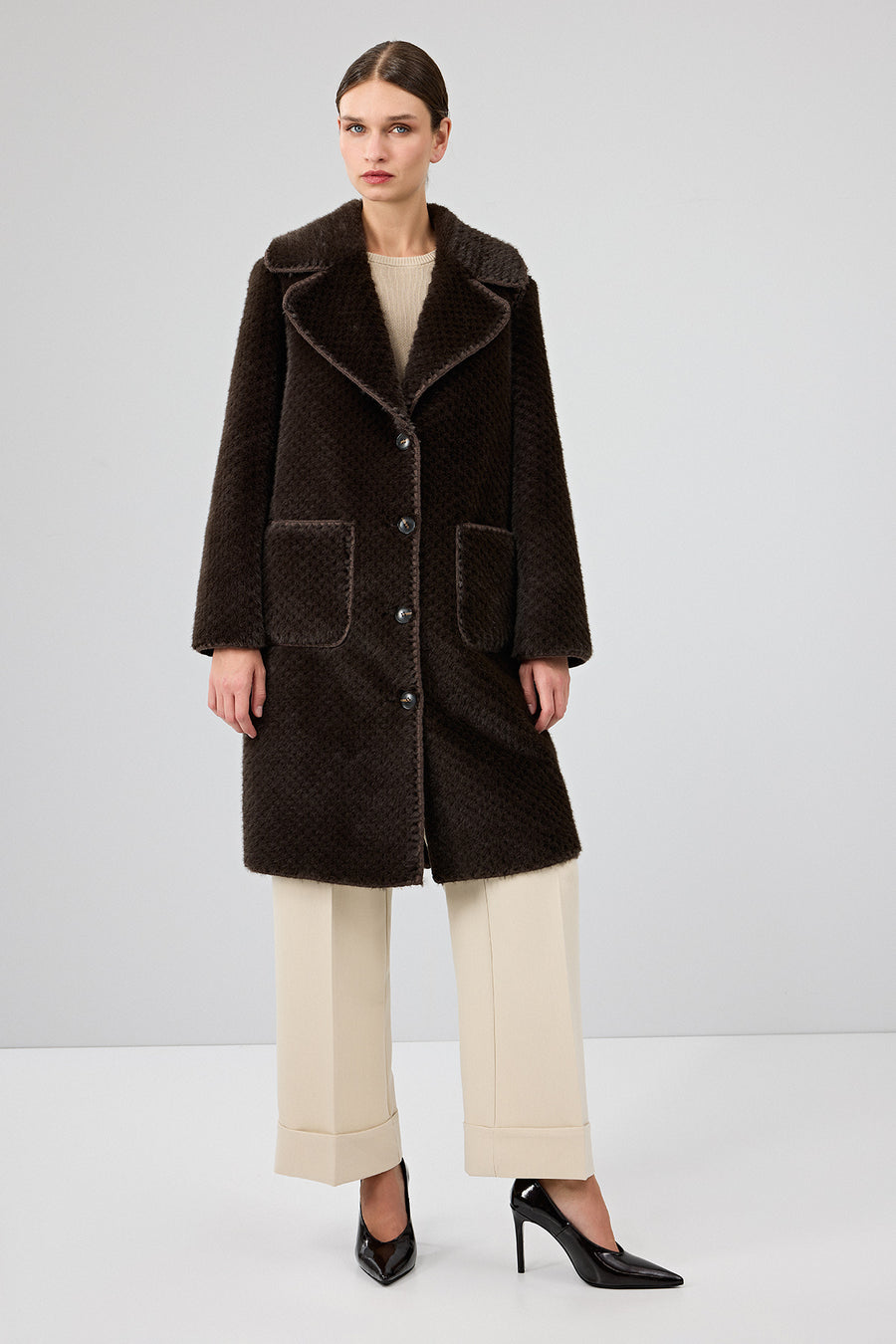 Corvara Women's Brown Teddy Coat