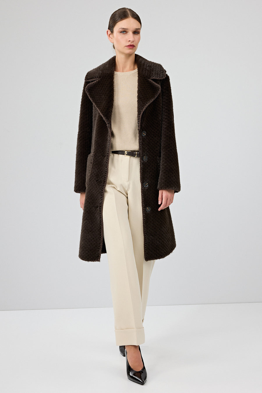 Corvara Women's Brown Teddy Coat