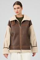 Helsinki Women's Brown Short Teddy Coat | Derimod