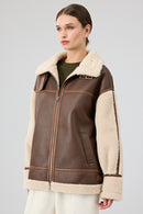 Helsinki Women's Brown Short Teddy Coat | Derimod