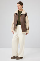 Helsinki Women's Brown Short Teddy Coat | Derimod