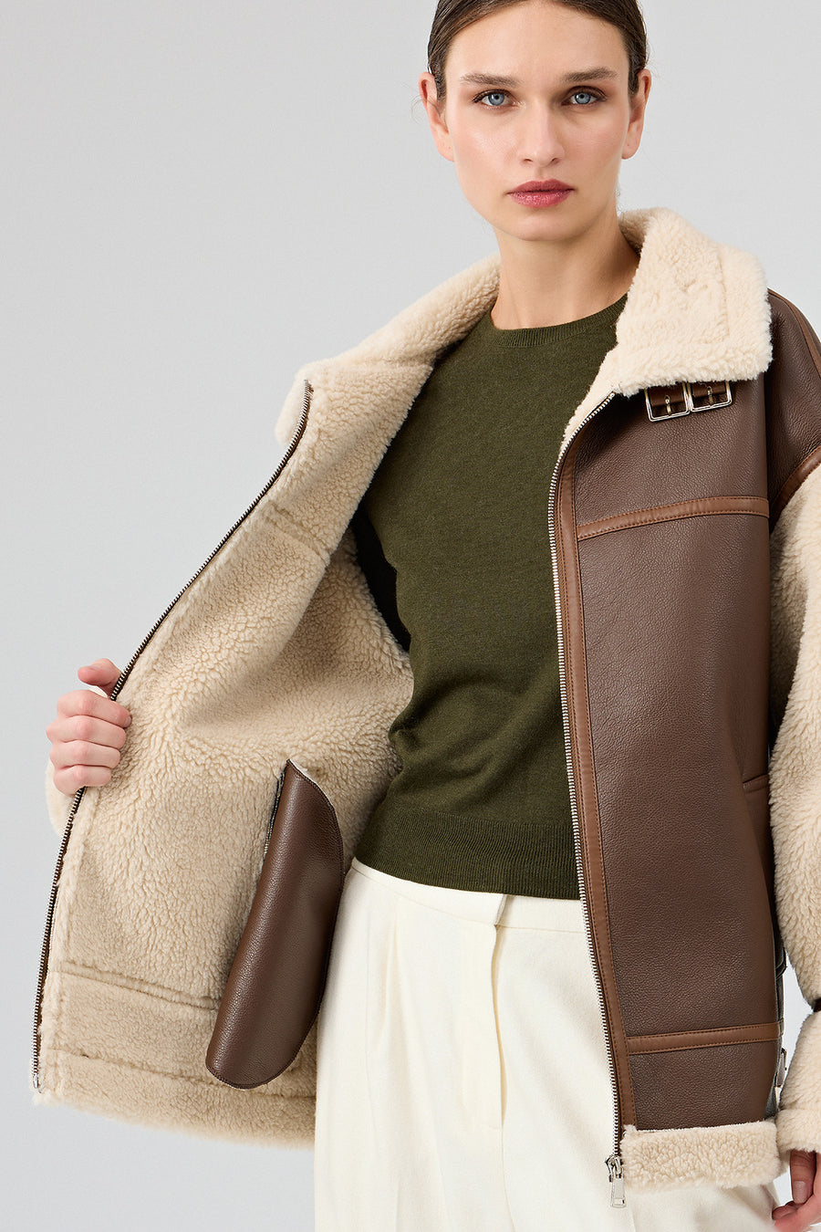 Helsinki Women's Brown Short Teddy Coat