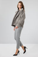 Luzern Women's Gray Reversible Teddy Coat | Derimod