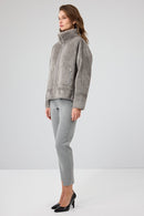 Luzern Women's Gray Reversible Teddy Coat | Derimod