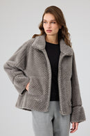 Luzern Women's Gray Reversible Teddy Coat | Derimod