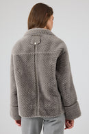 Luzern Women's Gray Reversible Teddy Coat | Derimod