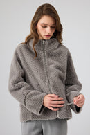 Luzern Women's Gray Reversible Teddy Coat | Derimod