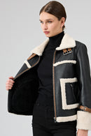 Megeve Kadın Siyah Kısa Teddy Mont | Derimod