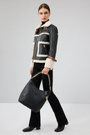 Megeve Kadın Siyah Kısa Teddy Mont | Derimod