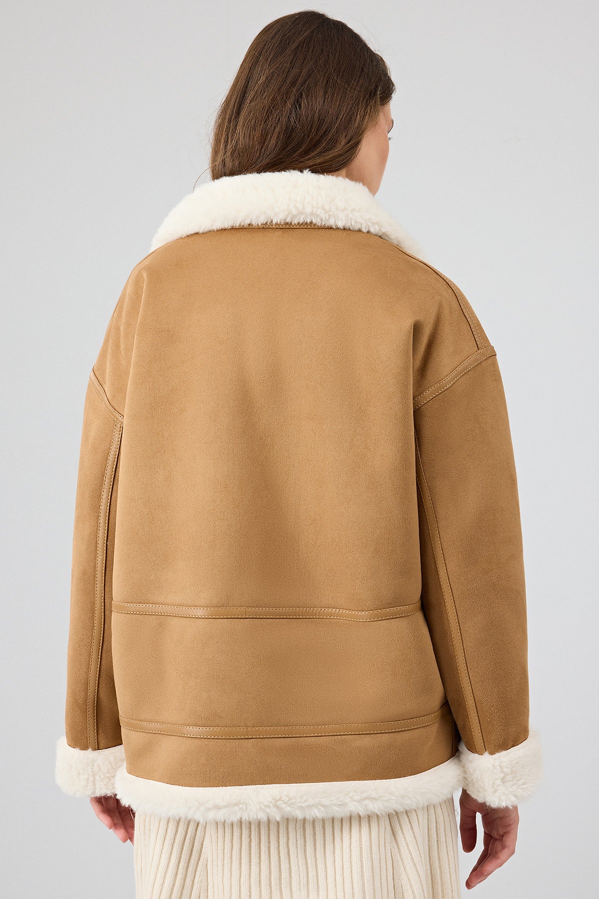 Oslo Kadın Camel Çift Taraflı Teddy Deri Mont