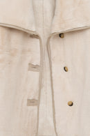 Malmö Kadın Bej Devrik Yaka Oversize Teddy Deri Mont | Derimod