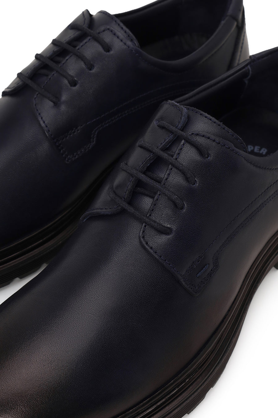 Derimod Fly Male Navy Blue Lace-Up Thick-Soled Leather Casual Shoes