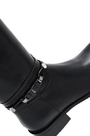 Women's Black Zippered Accessory Detailed Leather Boots | Derimod