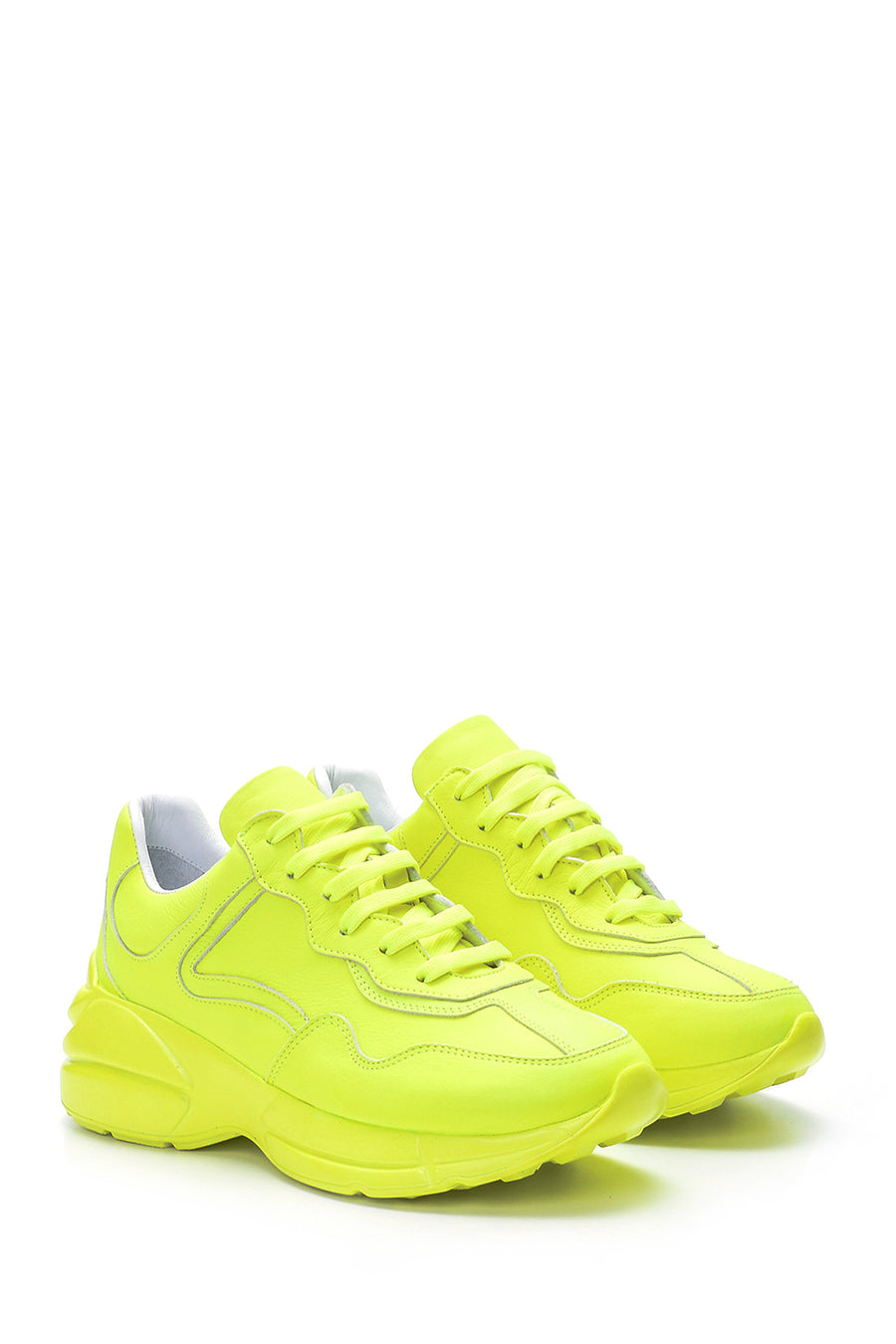 Women's High-Sole Leather Sneaker