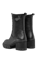 Harley Davidson Women's Black Fork Zipper Leather Boots | Derimod