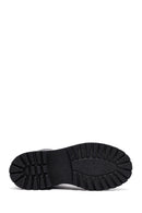 Woman Black Zippered Lace-Up Thick Sole Leather Postal Boots | Derimod