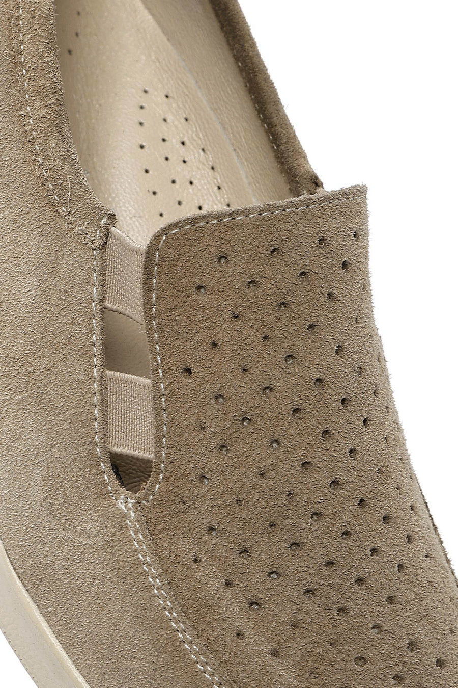Women's Beige Wedge Heel Suede Leather Comfort Loafer